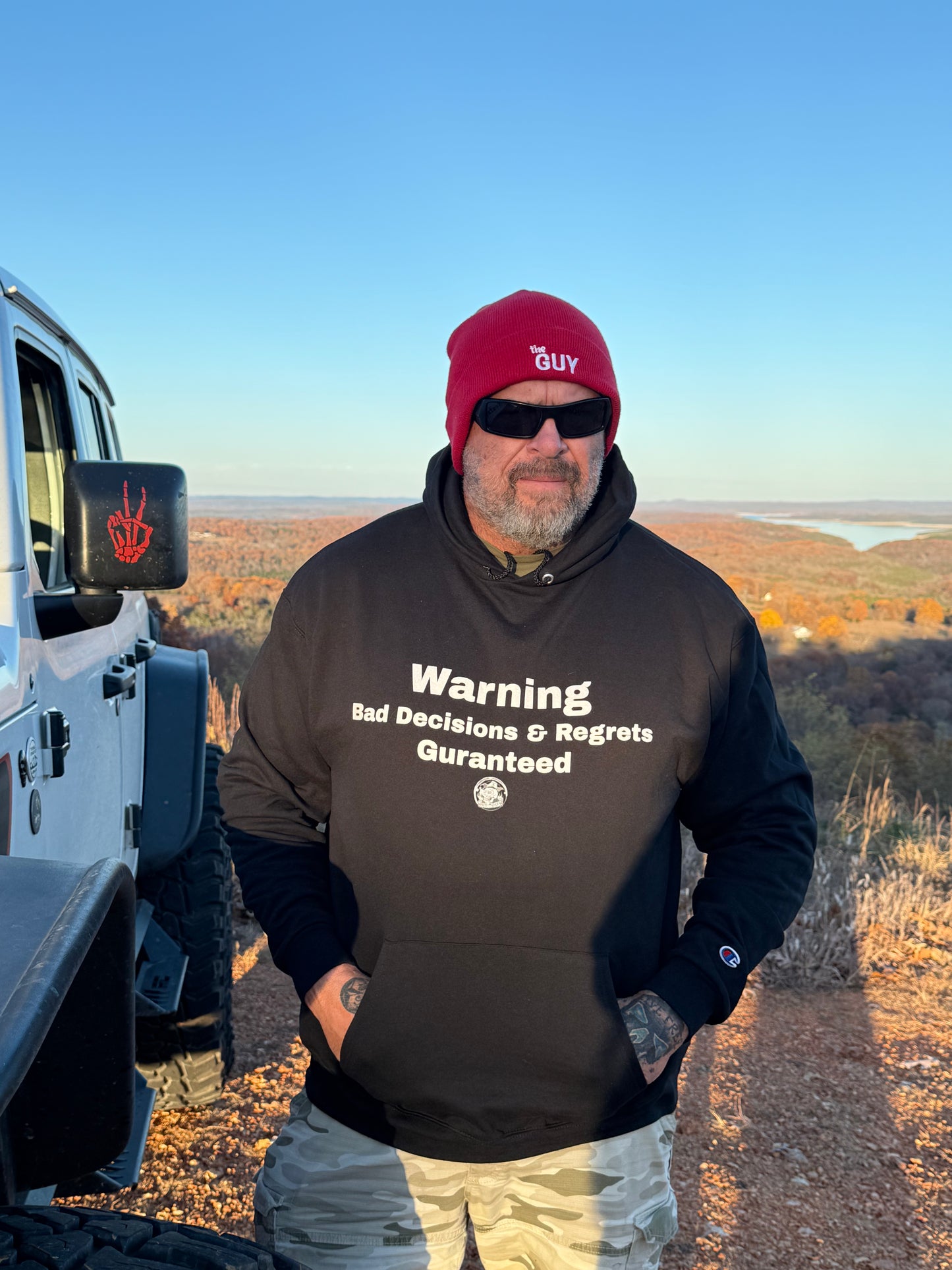 Warning - Unisex Champion hoodie