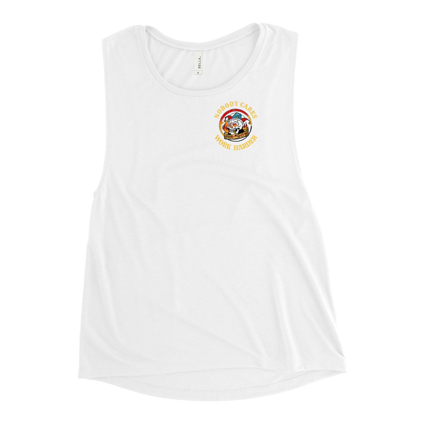 Ladies’ Work Harder (small logo) Muscle Tank
