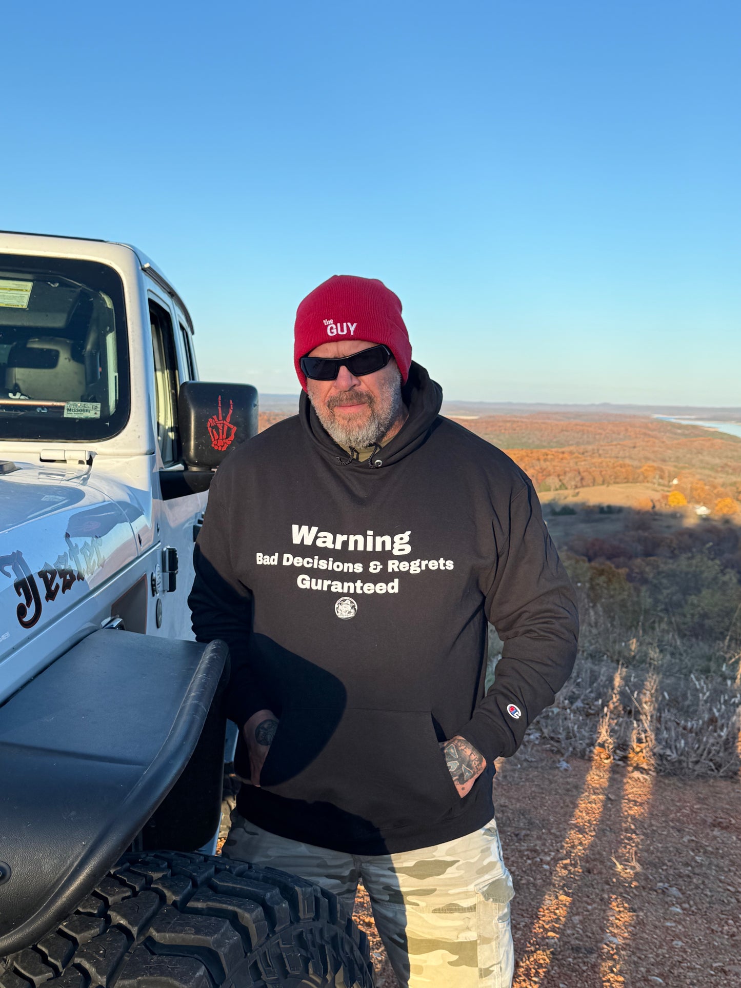 Warning - Unisex Champion hoodie