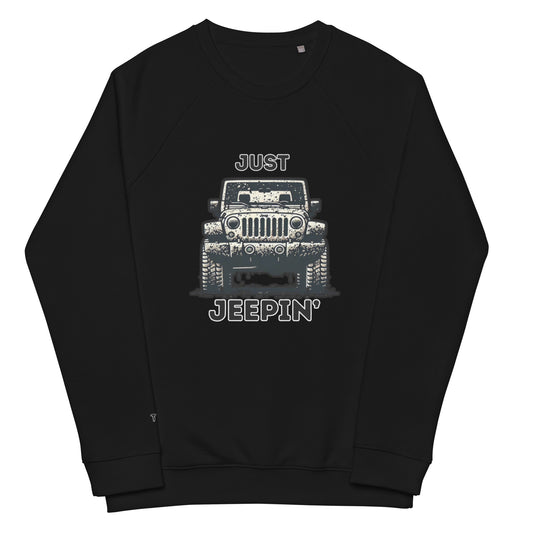 Just Jeepin - Unisex organic raglan sweatshirt