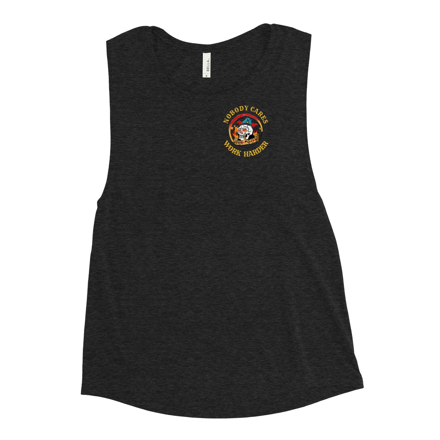 Ladies’ Work Harder (small logo) Muscle Tank